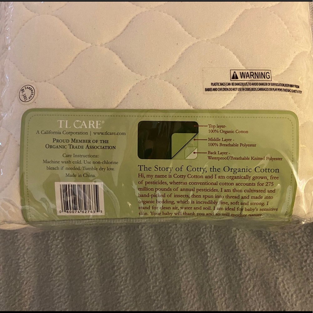 TL Care Organic Cotton Fitted Crib Mattress Cover - Picture 2 of 2